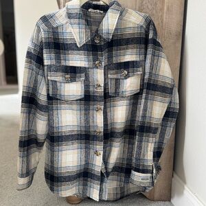 L.A. Hearts by Pacsun Plaid Button-Up Shirt Blue and Cream. XS/S Like New